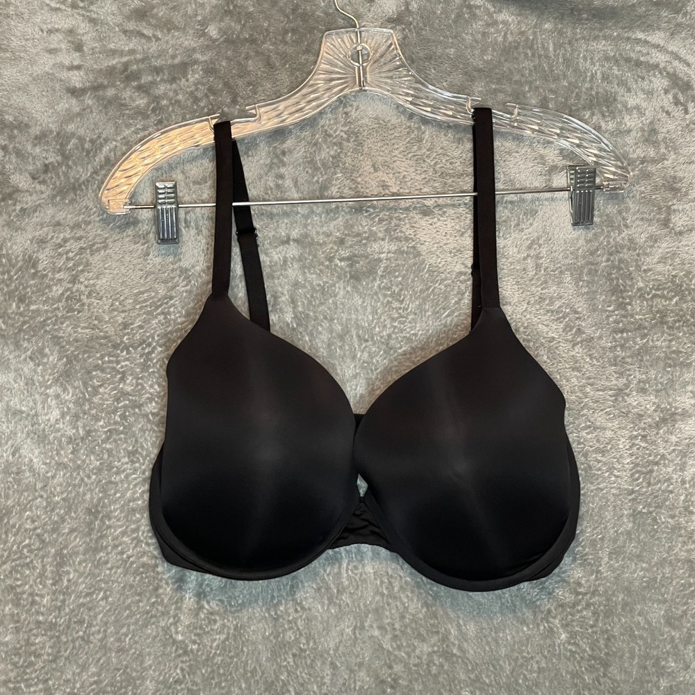 Victoria Secret Women T Shirt Push Up Full Coverage 36DDD Black Satin Comfort